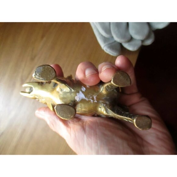 3.5" Vintage Brass Elephant Small Statue Sculpture Desk Ornament Home Decor - Picture 5 of 5